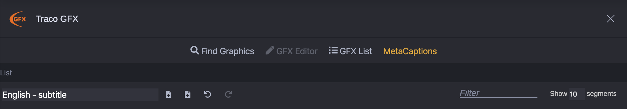 MetaCaptions Toolbar