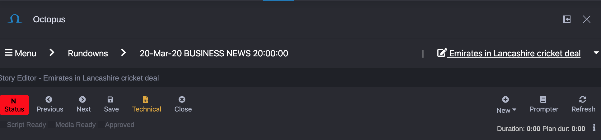 Story Editor Toolbar